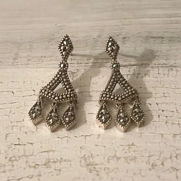 Vintage Silver Marcasite Judith Jack Earrings.